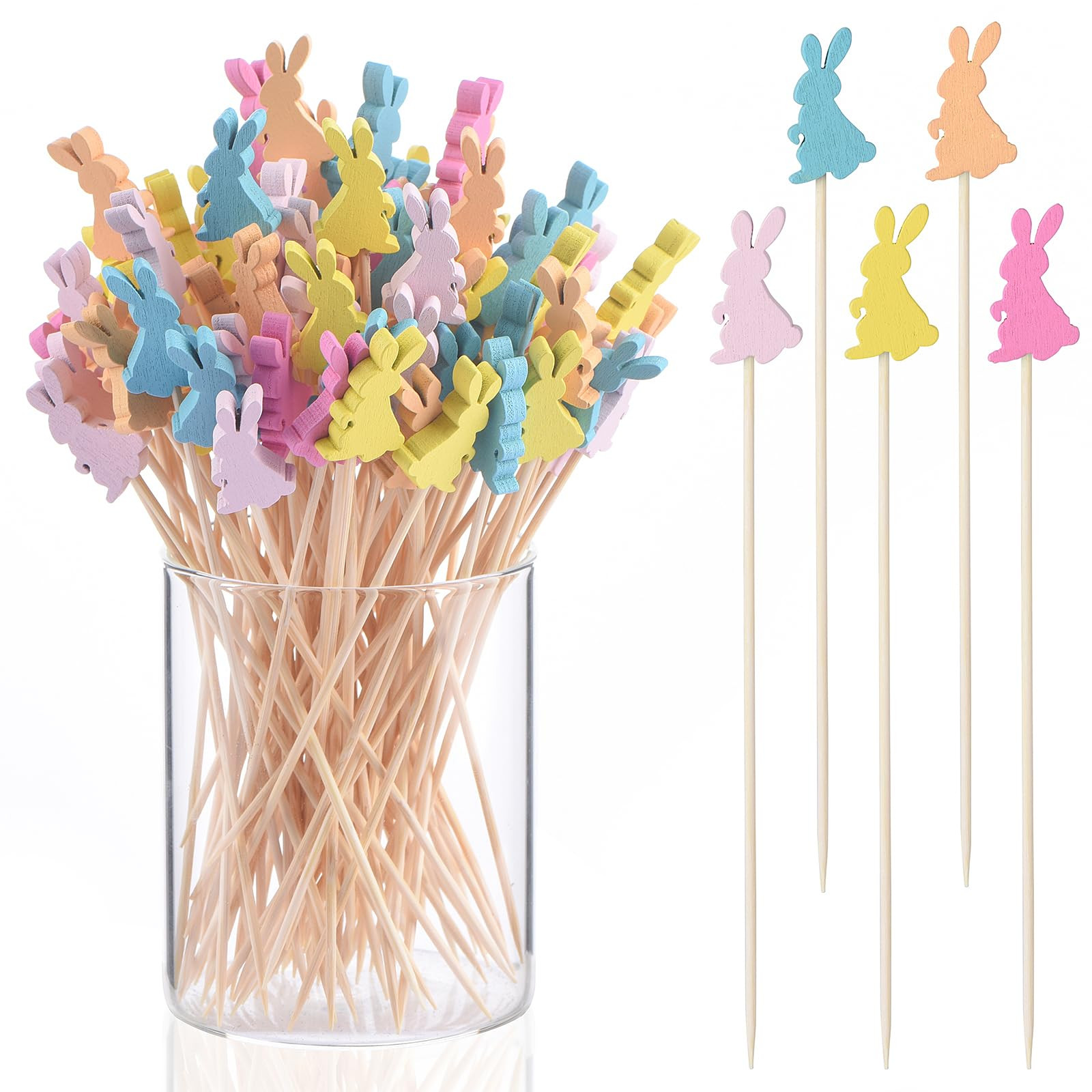 JtmyAota 100 Pack Easter Toothpicks for Appetizers, 4.7 Inch Natural Bamboo Cocktail Picks for Ca... | Amazon (US)
