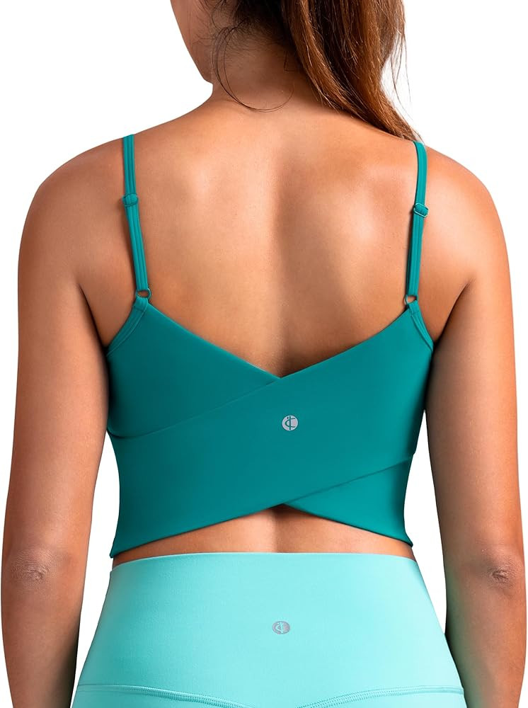 Colorfulkoala Women's Dreamlux Crop Tank Tops with Built in Bra Adjustable Spaghetti Strap Workou... | Amazon (US)