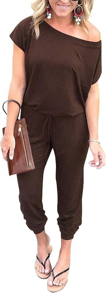 PRETTYGARDEN Jumpsuits for Women Summer Off Shoulder Romper | Amazon (US)