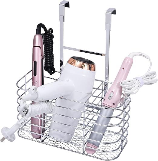 ULG Hair Dryer Holder, Hair Tool Organizer, 6 Adjustable Height, Wall Mounted/Cabinet Door, Bathr... | Amazon (US)