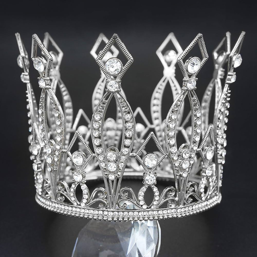 Silver Crown, Vofler Glinda The Good Witch Costume Women Wizard Tall Tiara - Cake Topper Crystal ... | Amazon (US)