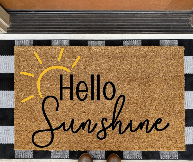 Hello Sunshine Doormat, Welcome Mat, Summer Mat, Porch Décor Mat, Custom Doormat, Housewarming G... | Etsy (US)