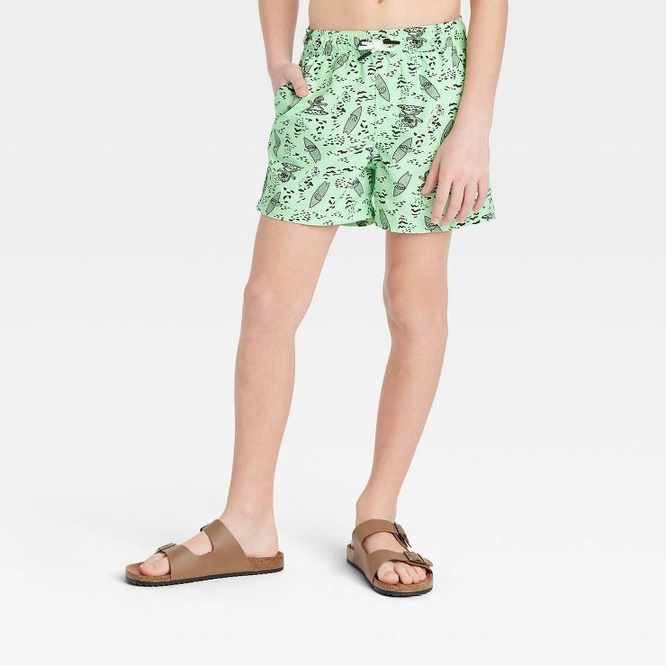 Boys' Monster Animal Printed Swim Trunks - art class™ Green | Target