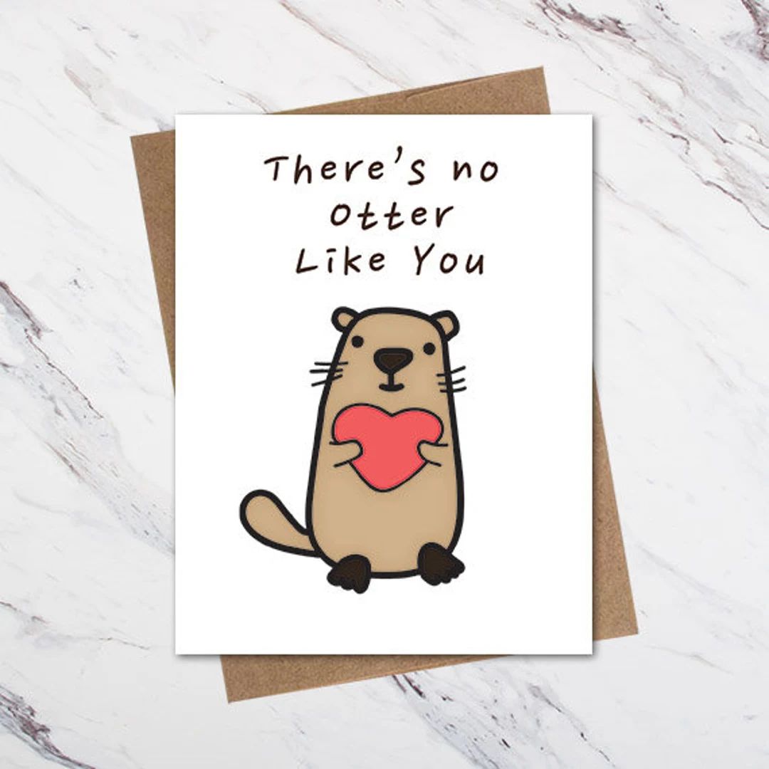 Otter Love Card, Animal Love Card, Cute Valentine Card, Otter Valentine Card, Valentines Card | Etsy (CAD)