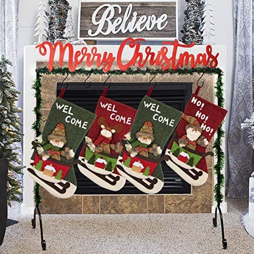 FORUP Metal Merry Christmas Stocking Holder Stand Hangers | Amazon (US)