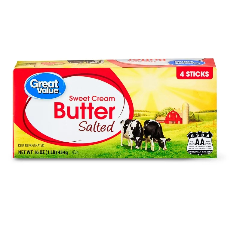 Great Value Sweet Cream Salted Butter, 16 oz Box, 4 Sticks | Walmart (US)
