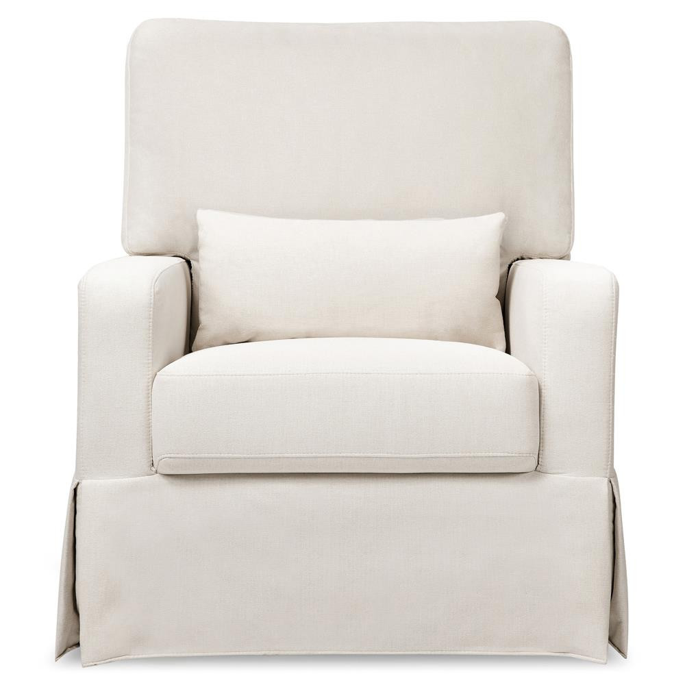 Namesake Crawford Modern White Eco Performance Pillowback Comfort Swivel Glider | Kathy Kuo Home