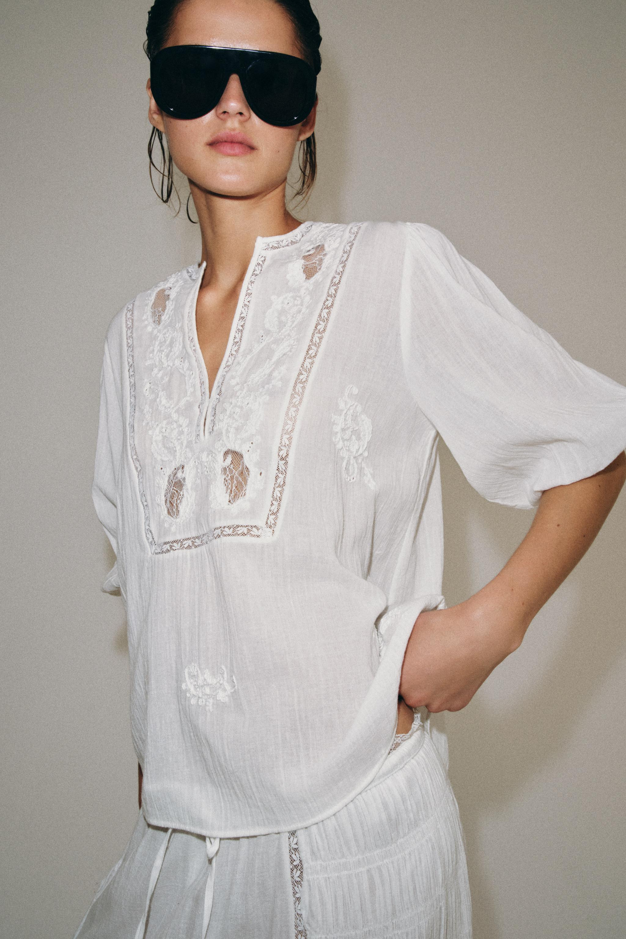 EMBROIDERED LACE SHIRT ZW COLLECTION | Zara US