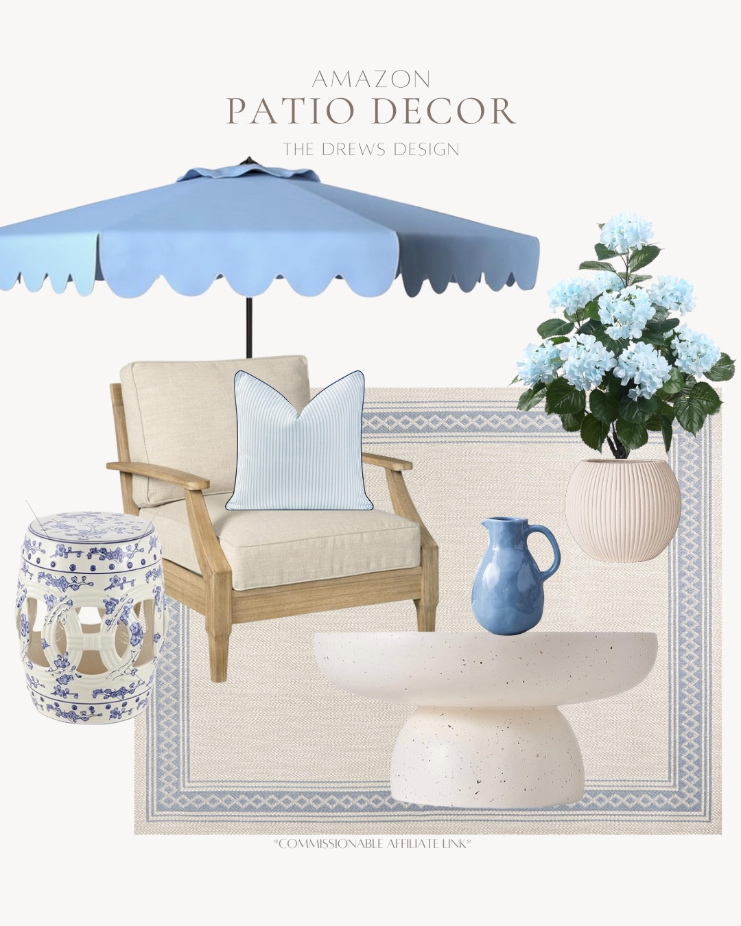 Amazon patio decor includes outdoor rug, coffee table, pitcher, outdoor chair, umbrella, outdoor pillow, outdoor flowers, planter.

Outdoor decor, home decor, patio decor, looks for lesss includes

#LTKHome #LTKSeasonal #LTKvlog