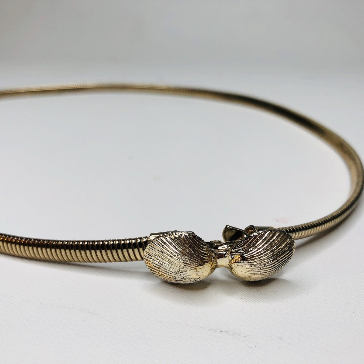 VTG 70s Shell Clasp Belt Flat Gold Chain Waistband Twin Meeting Sea Shells 26.5”  | eBay | eBay US