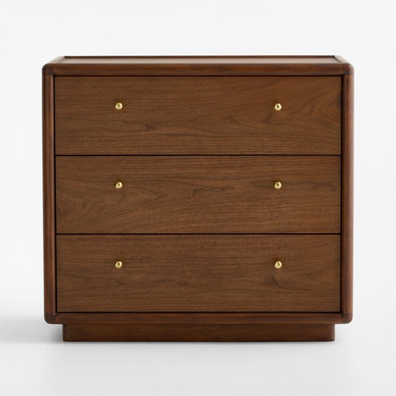 Lafayette 32" Walnut Wood 3-Drawer Charging Nightstand | Crate & Barrel