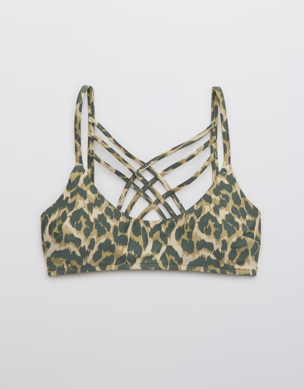 Aerie Leopard Strappy Scoop Bikini Top | American Eagle Outfitters (US & CA)