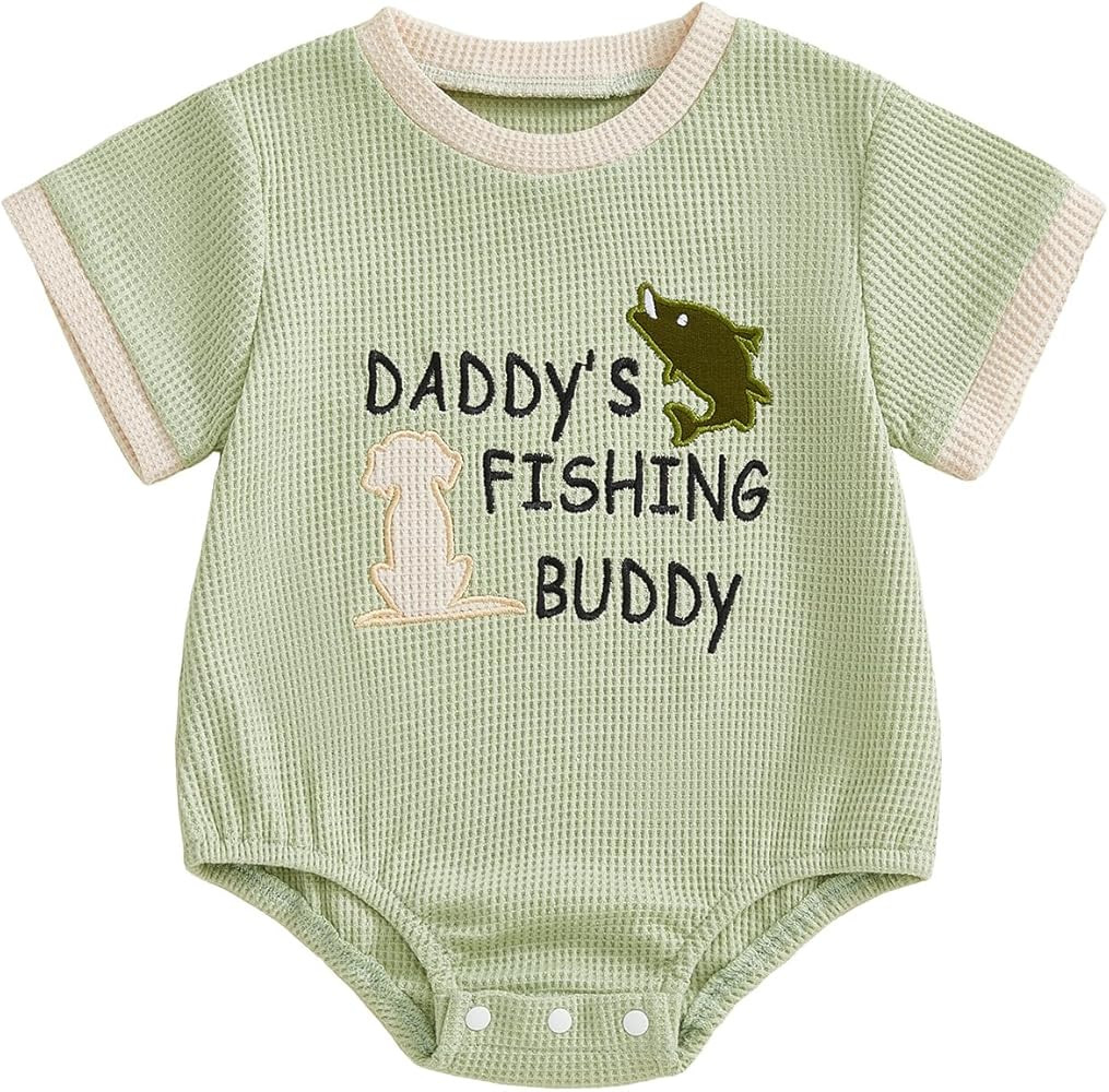 Newborn Baby Boy Summer Clothes Fishing Outfit Bubble Romper Boys Short Sleeve Onesie Infant Body... | Amazon (US)
