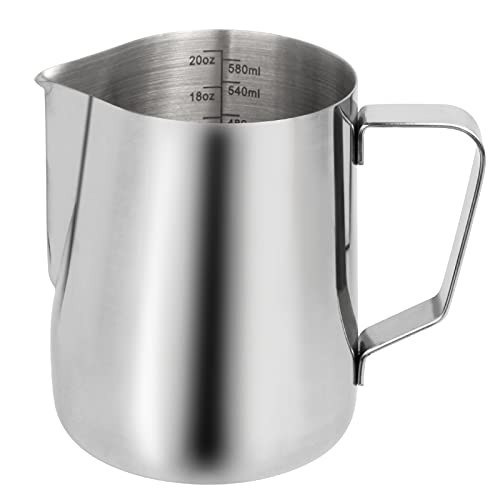 Stainless Steel Milk Frothing Pitcher - 20oz (600ml) for Espresso Machine, Cappuccino, Latte Art | Amazon (US)