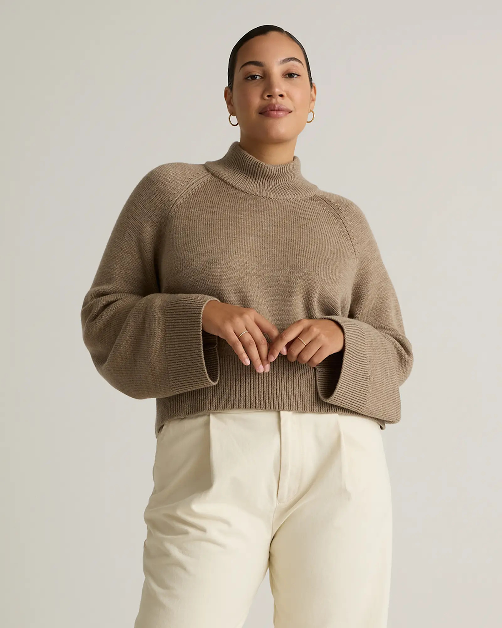 Australian Merino Wool Cropped Mock Neck Sweater | Quince