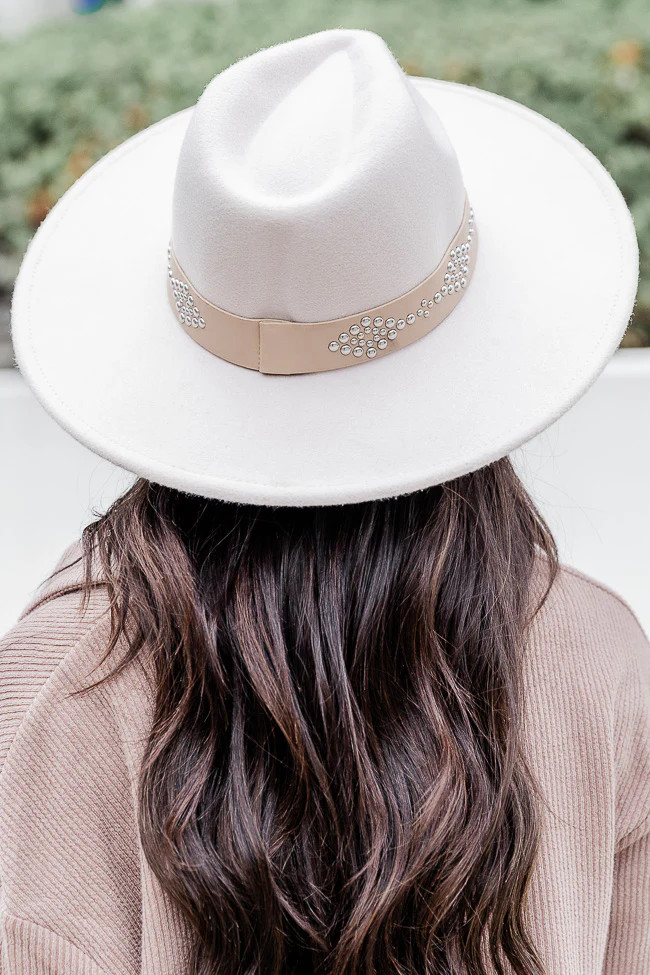 This Kiss Ivory Studded Band Fedora Hat | Pink Lily