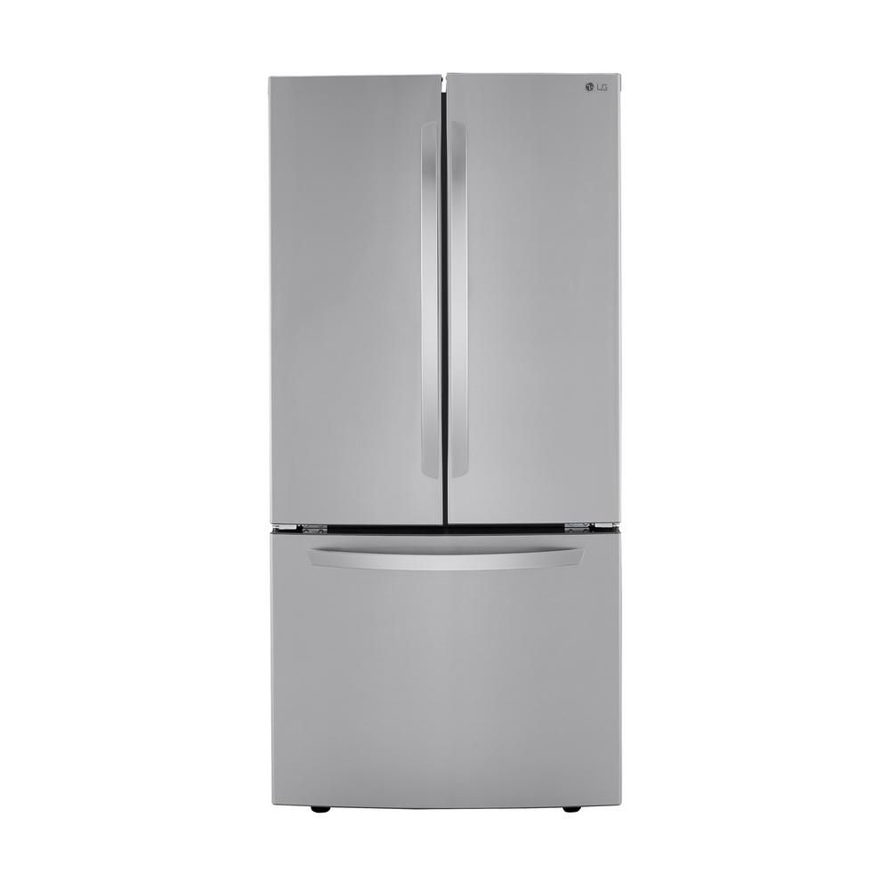 33 in. 25 cu. ft. 3-Door French Door Refrigerator in PrintProof Stainless Steel | The Home Depot