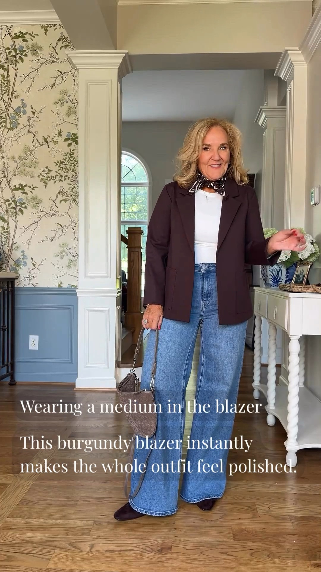 This blazer is one of those pieces that can really pull an outfit together. I’m wearing a medium, and I like the slightly relaxed shape with the wide-leg jeans.

#LTKootd #LTKgrwm #LTKOver40