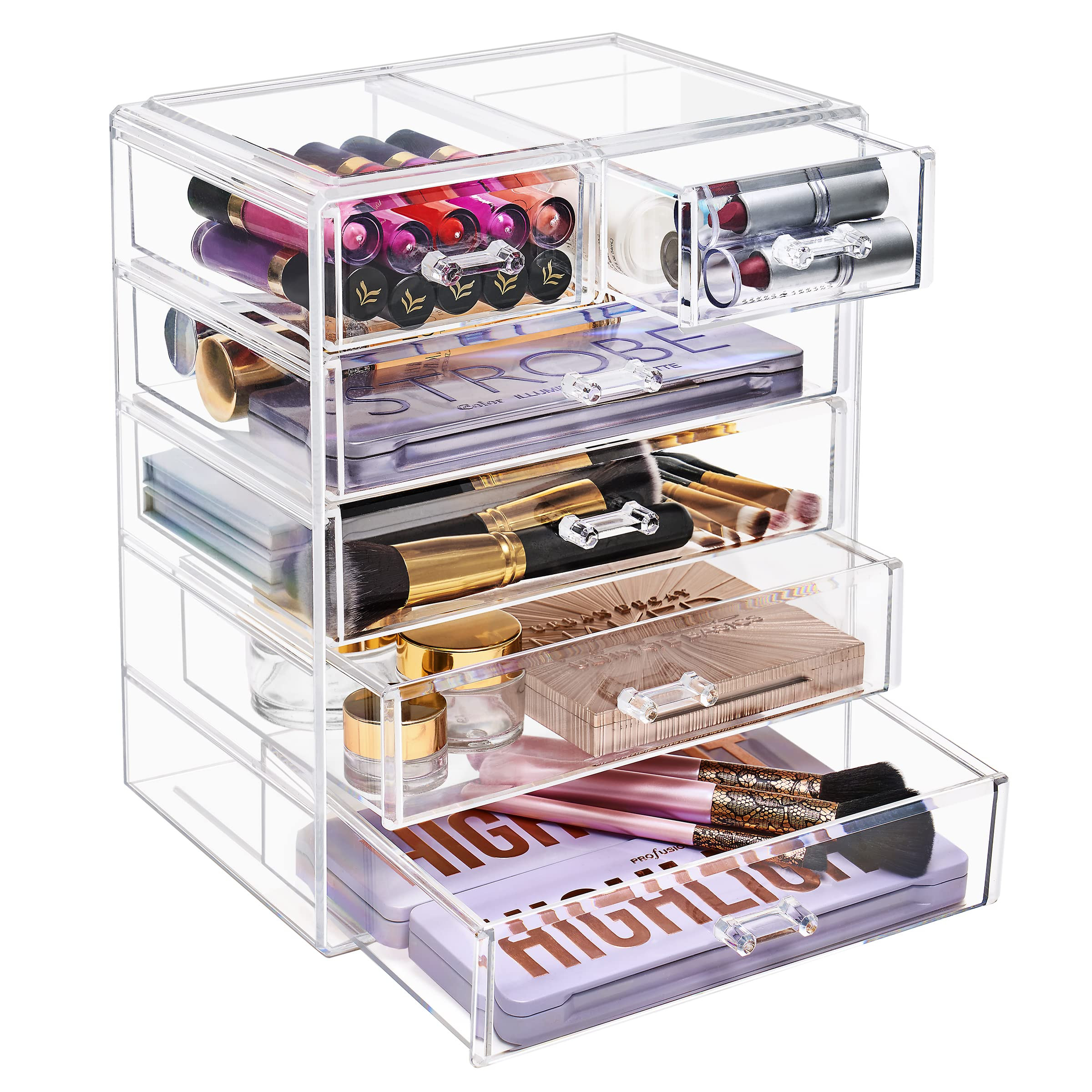 Sorbus Acrylic Makeup Organizer Set, 6-Drawer Vanity & Countertop Cosmetic Storage with Small & W... | Amazon (US)