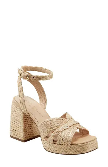 Marc Fisher LTD Janie Raffia Ankle Strap Platform Sandal in Natural at Nordstrom Rack, Size 11 | Nordstrom Rack