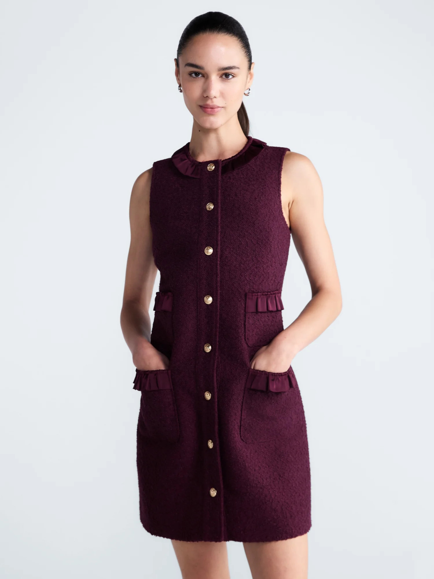 Free Assembly Women's and Women's Plus Sleeveless Button Front Combo Shift Dress, Sizes XS-4X - Walmart.com | Walmart (US)