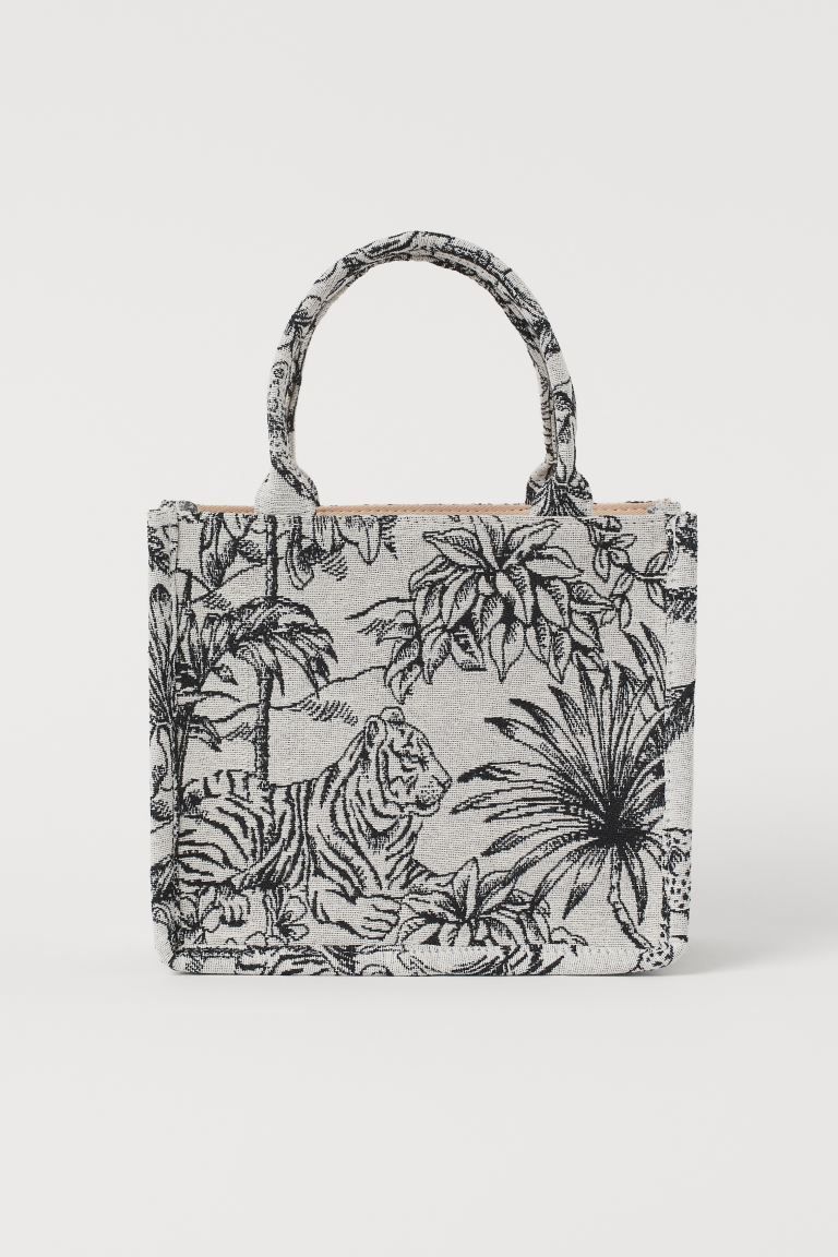 Small handbag in a jacquard-weave cotton blend. Detachable, adjustable shoulder strap, two handle... | H&M (US + CA)