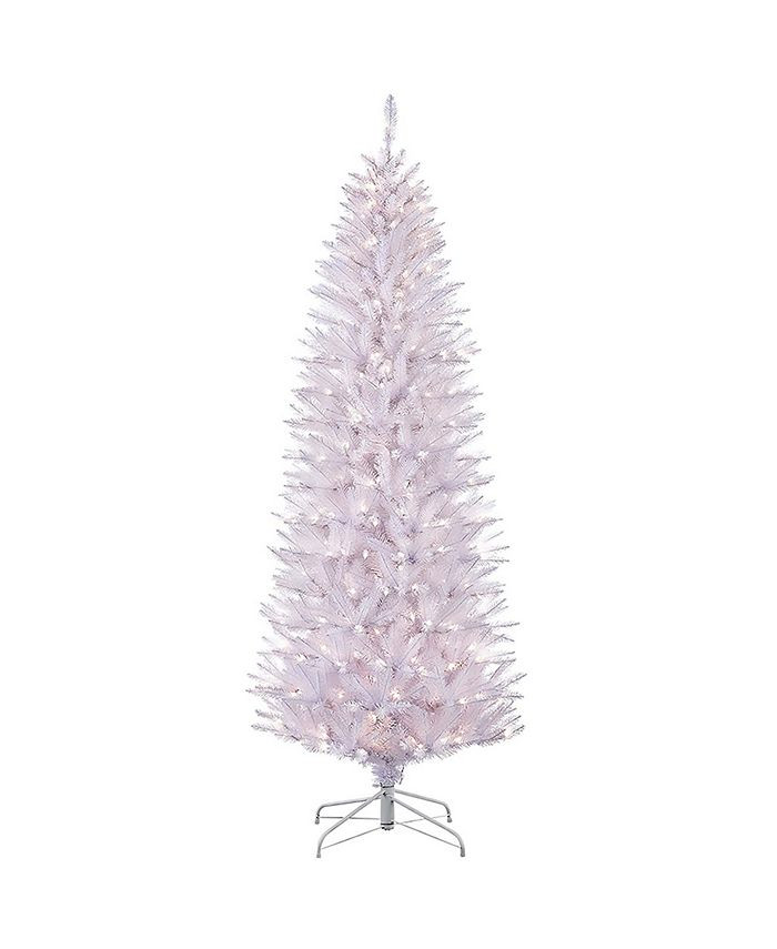 Puleo International 4.5 ft Pre-Lit White Pencil Franklin Fir Artificial Christmas Tree with 150 U... | Macys (US)