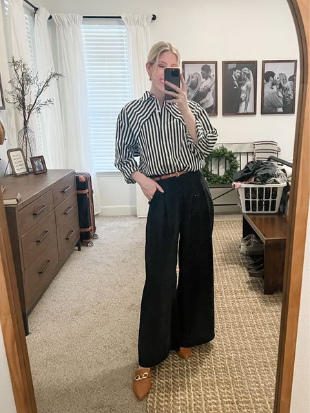 Workwear inspo (don’t mind the laundry 🙃) 

I need these pants in more colors asap 👏👏

Amazon flare pants. Amazon belts. Smart casual. Business casual. Work outfit. 

#LTKfindsunder50 #LTKworkwear #LTKSeasonal