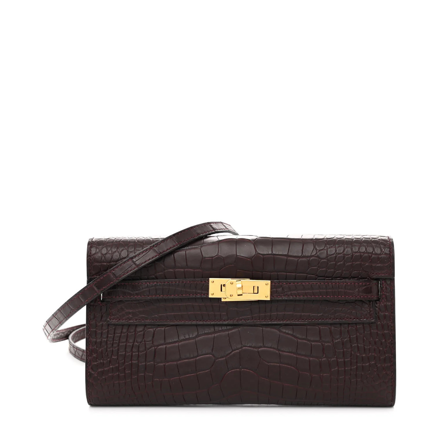 Matte Alligator Kelly Wallet To Go Bordeaux | FASHIONPHILE (US)