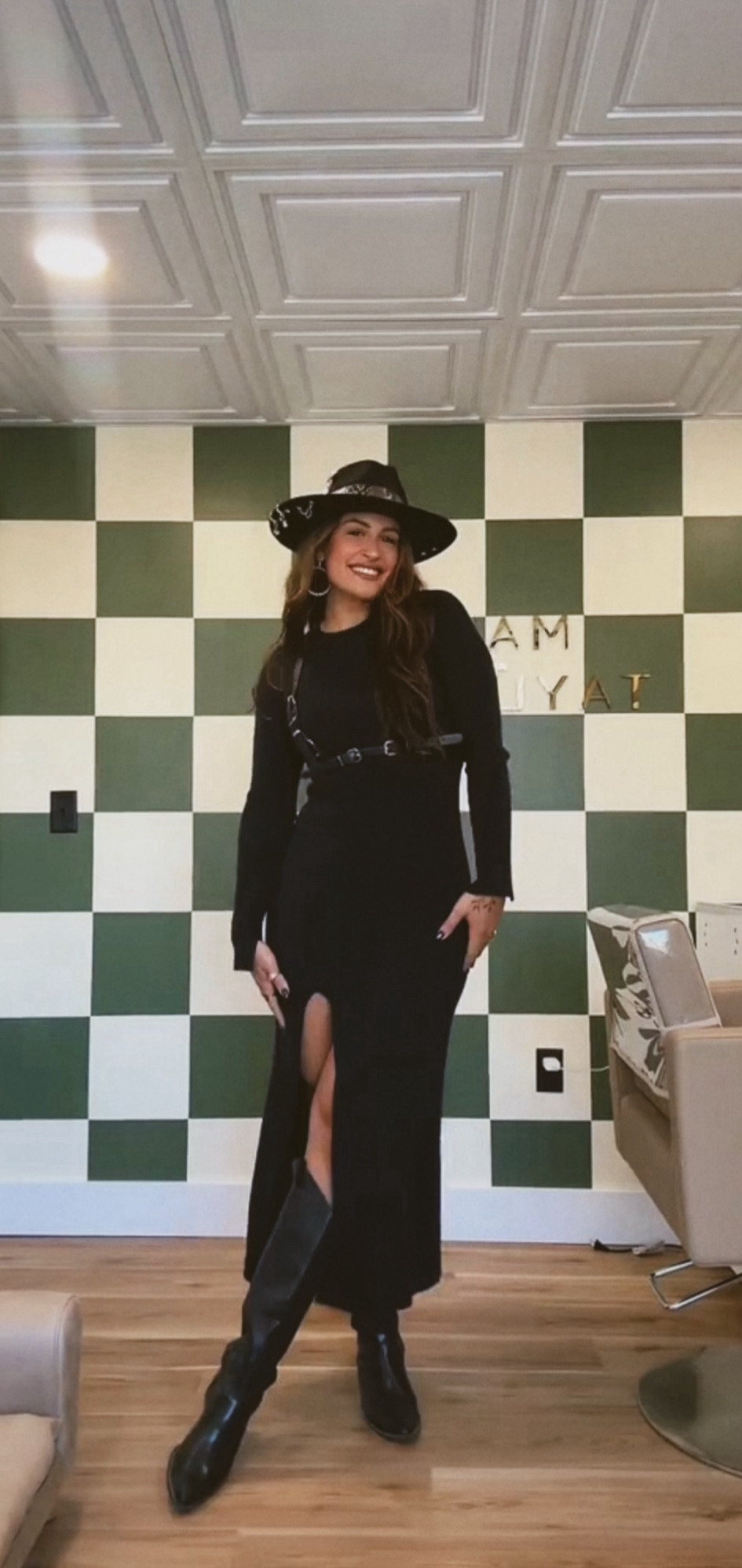 Salon outfits hit so good this week 🤍 

Knit dress inspo, tall boots, western style hat 

#LTKstyletip #LTKfindsunder50 #LTKshoecrush