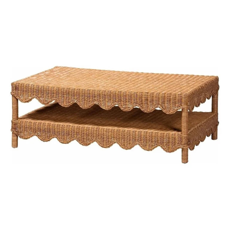 bali & pari Oteria Natural Rattan Coffee Table Handwoven Wicker Cocktail Table - Walmart.com | Walmart (US)