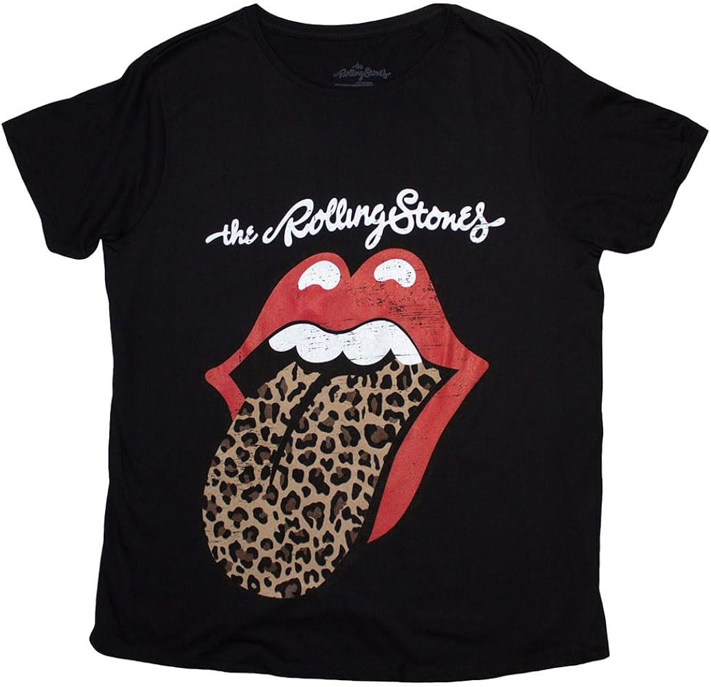 The Rolling Stones T Shirt Leopard Print Tongue Womens Boyfriend Fit T Shirt | Amazon (US)