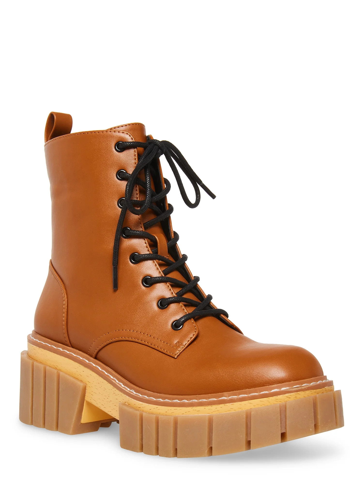 Madden Girl Women's Philly Exaggerated Lug Sole Lace Up Boot - Walmart.com | Walmart (US)