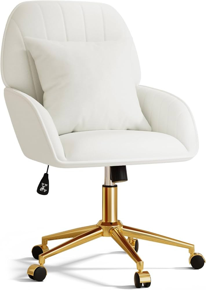 Home Office Desk Chair Comfy with Adjustable Swivel Wheels, Modern Velvet Makeup Vanity Chair wit... | Amazon (US)