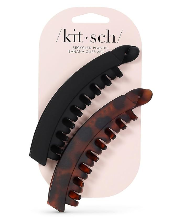 Kitsch Banana Hair Clips for Women - Large Claw Clips for Thick Hair, 2pc (Black & Tortoise) | Amazon (US)