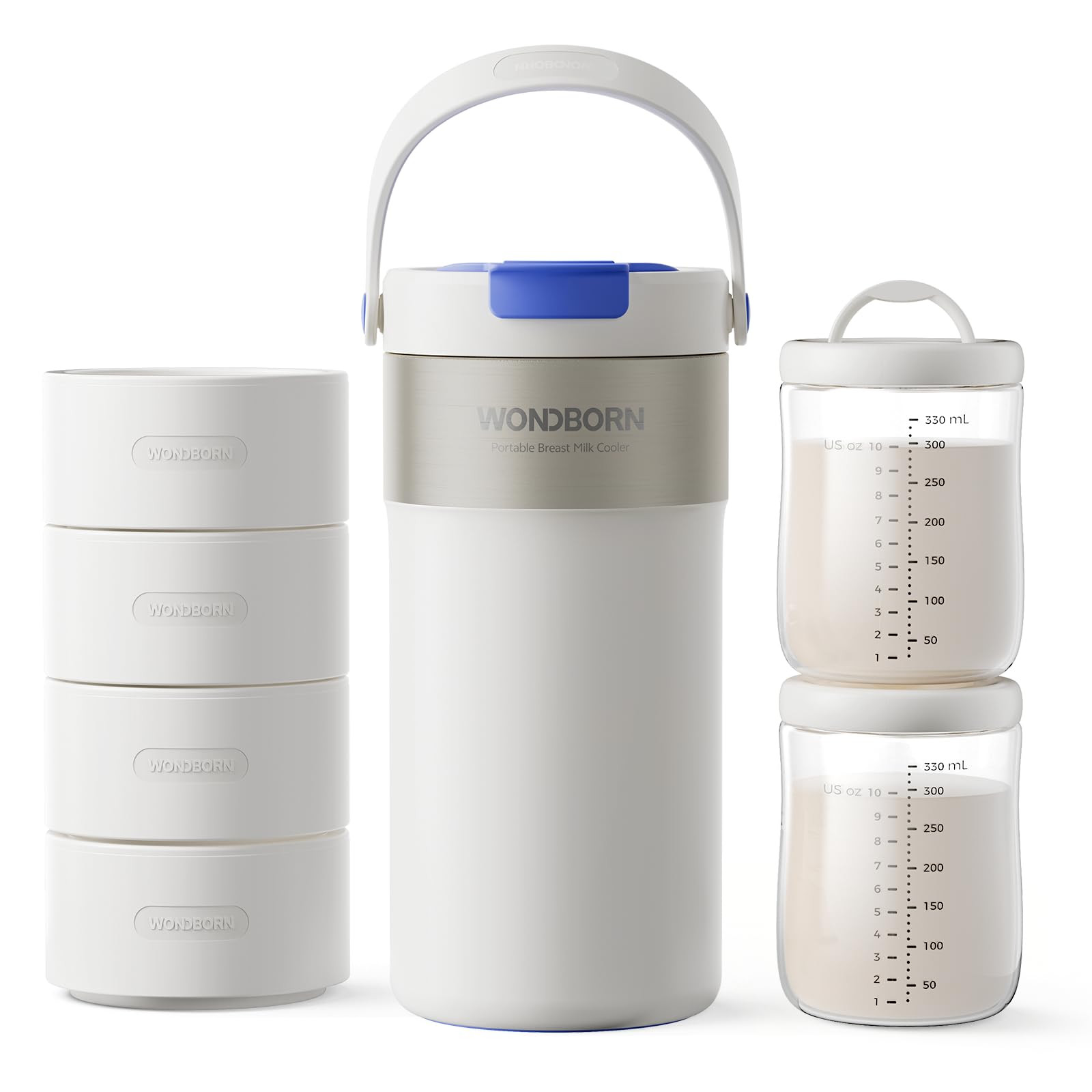 Portable Breast Milk Cooler, 4 Ice Rings, 360°Cooling with Vacuum Lid, Safe Chill for 30H+, 22oz Large Capacity with 2 Bottles, Rapid Chill to 40℉, Extra Wide Opening, Ideal for Work & Travel | Amazon (US)