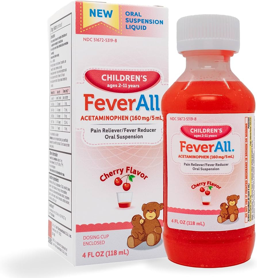 Feverall Liquid Oral Children Fever Reducer/Pain Reliever Cherry Flavor | Amazon (US)