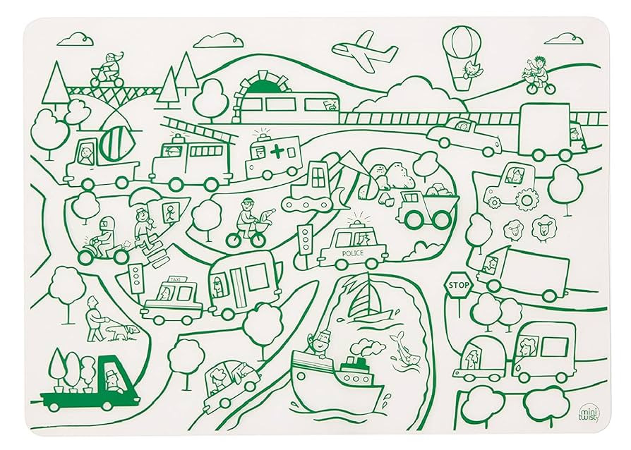 modern-twist 10 x 14 Reusable Coloring Doodle Mat, 100% Food-Grade Silicone, Transportation Patte... | Amazon (US)