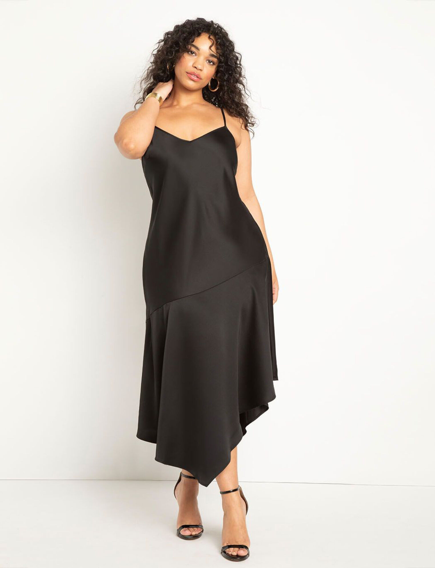 Asym Hem Satin Slip Dress | Eloquii