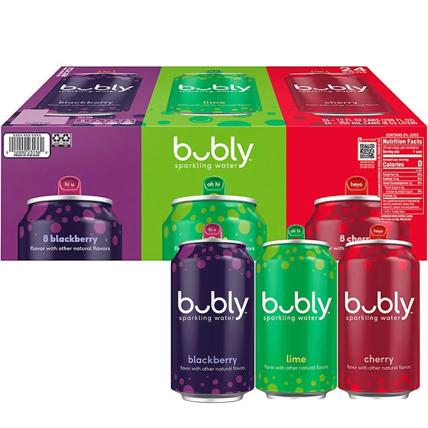 Bubly Sparkling Water Variety Pack, 12 Fluid Ounce (Pack of 24) | Walmart (US)