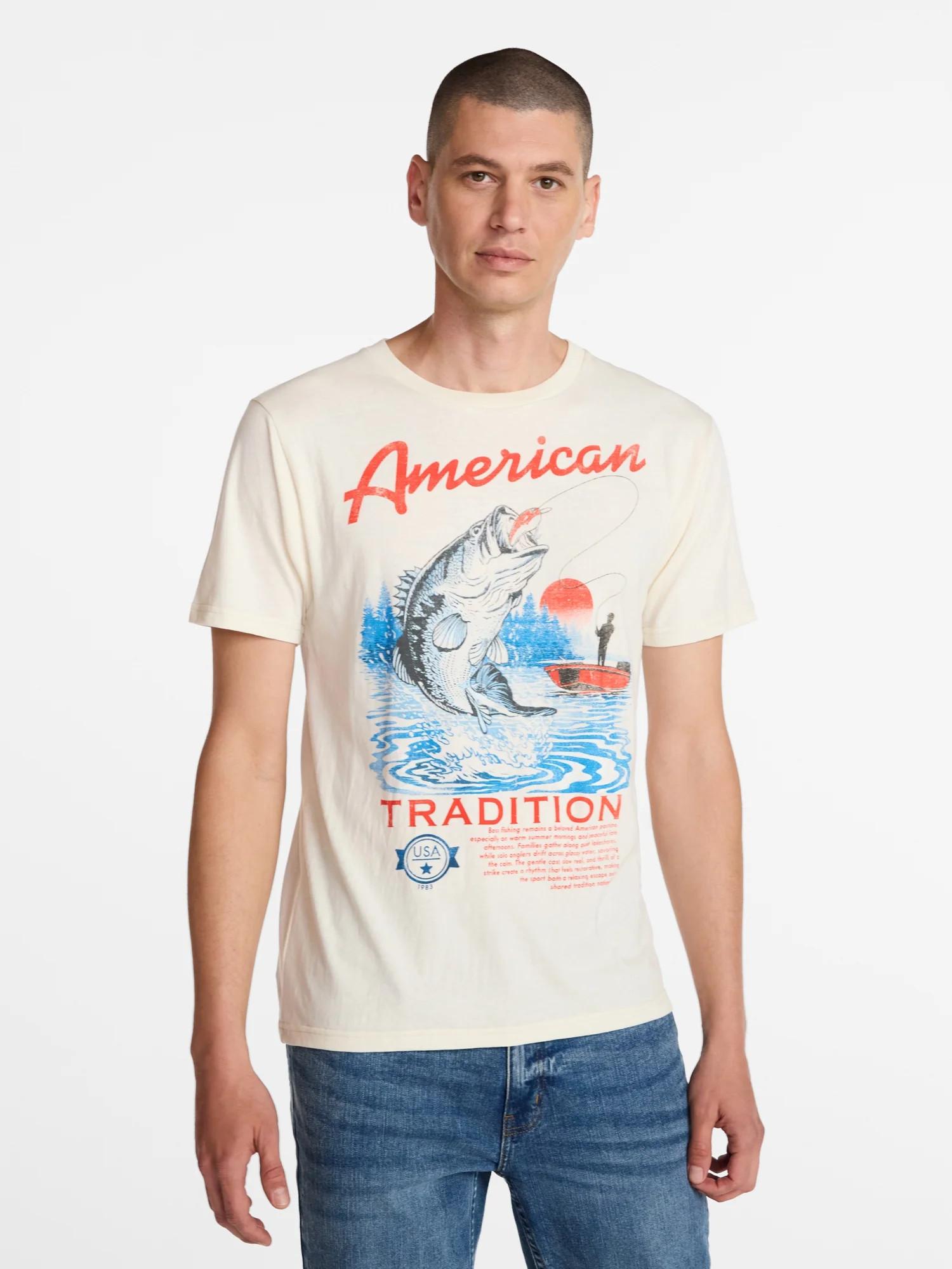 Americana Men's and Big Men's Fishing Graphic Tee Shirt from Way to Celebrate, Sizes XS-3XLT | Walmart (US)