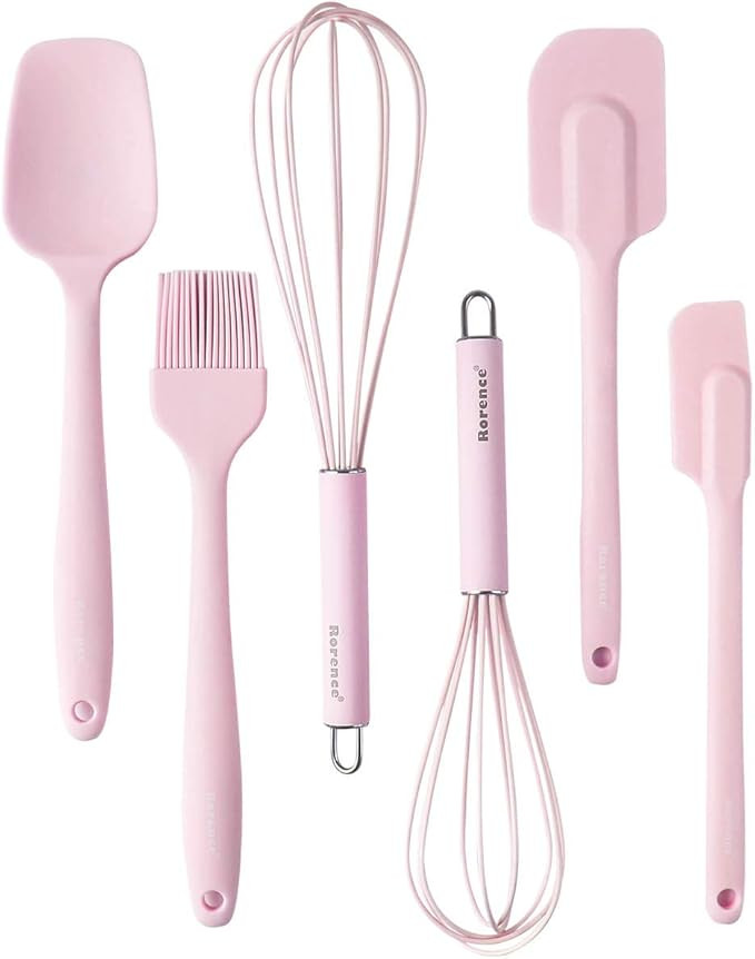 Rorence Silicone Whisk Spatula Spoonula & Brush Set of 6 - pink | Amazon (US)