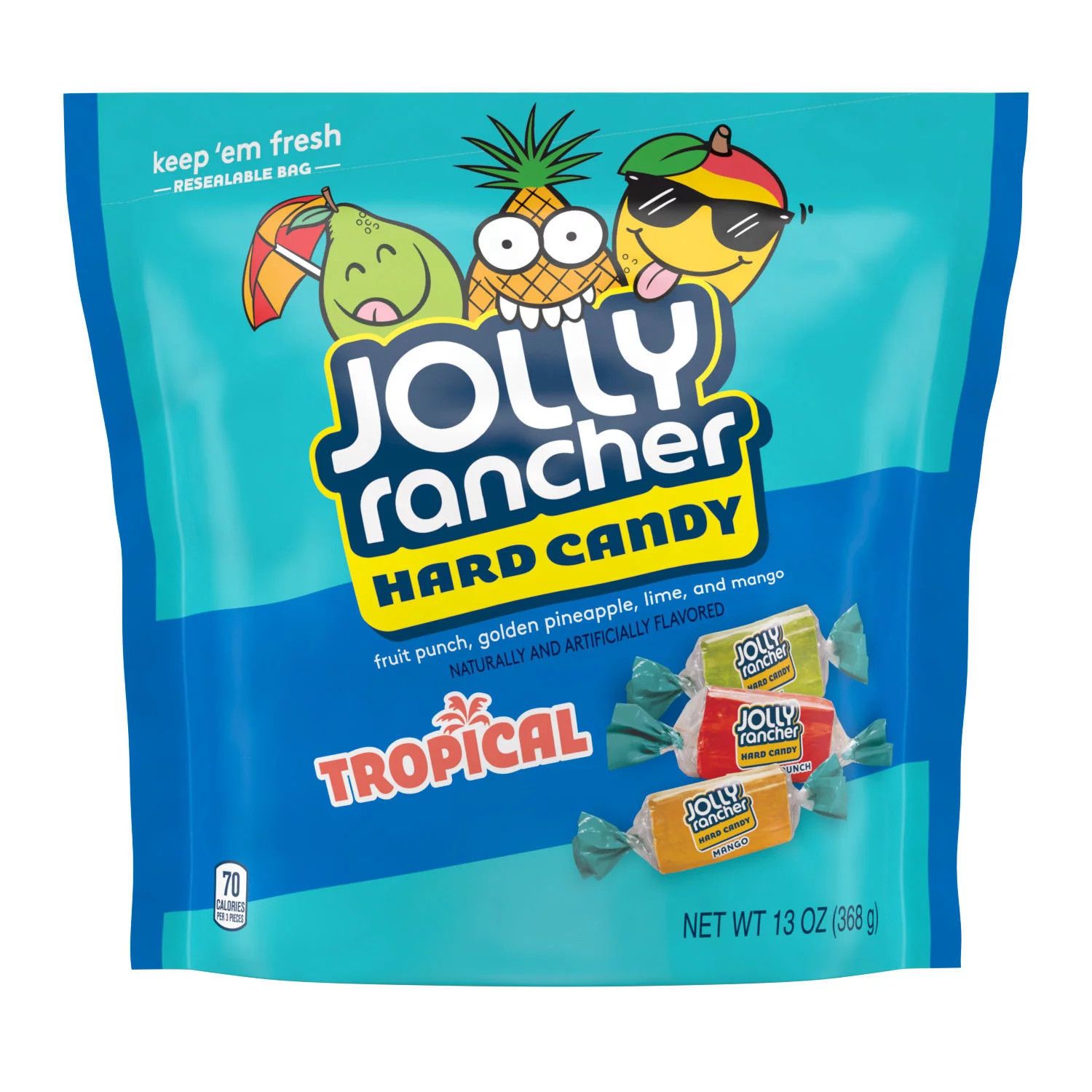 JOLLY RANCHER Assorted Tropical Fruit Flavored Hard, Individually Wrapped Candy Resealable Bag, 1... | Walmart (US)