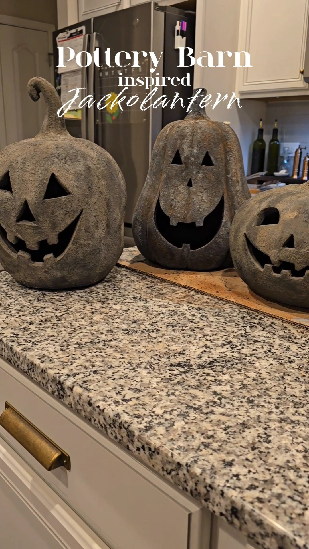 Pottery Barn Inspired Jackolantern ✨️ Yup! Here's another one! I finally got my hands on the originals from Pottery Barn. So,  let's see how my dupe holds up. Let me know what you think? The two on the end are PB and the one in the middle is my DIY. It's harder than it looks to achieve the PB color. They are much lighter than they appear online with an orange-y brownish tint.I didn't have a paint brush, so I used a kitchen sponge, which worked out great for texture and just layered on a combination of grey and black paint mixed with baking soda.Then I lightly dusted it with cocoa powder to try to achieve the color of the PB jackolanterns.So fun!

#LTKSeasonal #LTKVideo #LTKHome