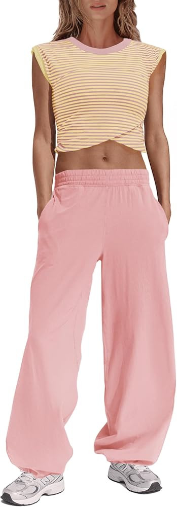 Panadila Womens Striped Two Piece Sets Loungewear Set | Amazon (US)