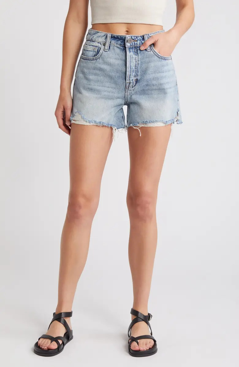 HIDDEN JEANS Raw Hem Side Slit Denim Shorts | Nordstrom | Nordstrom