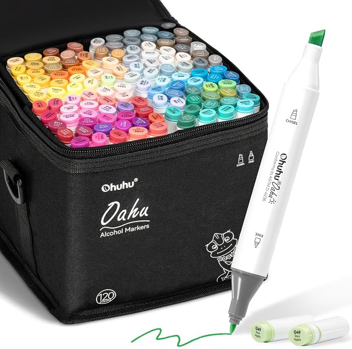 Ohuhu Alcohol Based Markers: 120-color AP Certificated Refillable Double Tipped Art Marker Set fo... | Amazon (US)