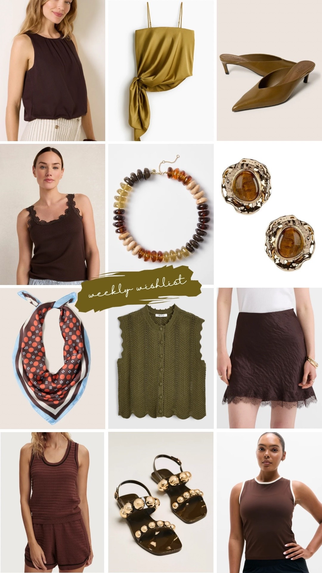 Autumn, lace skirt, midsize, crochet tank, statement necklace, chunky necklace, scarf, summer outfits, autumn, true autumn, dark autumn, HOC autumn, brown, olive, gold,

#LTKmomlife #LTKMidsize #LTKOver40