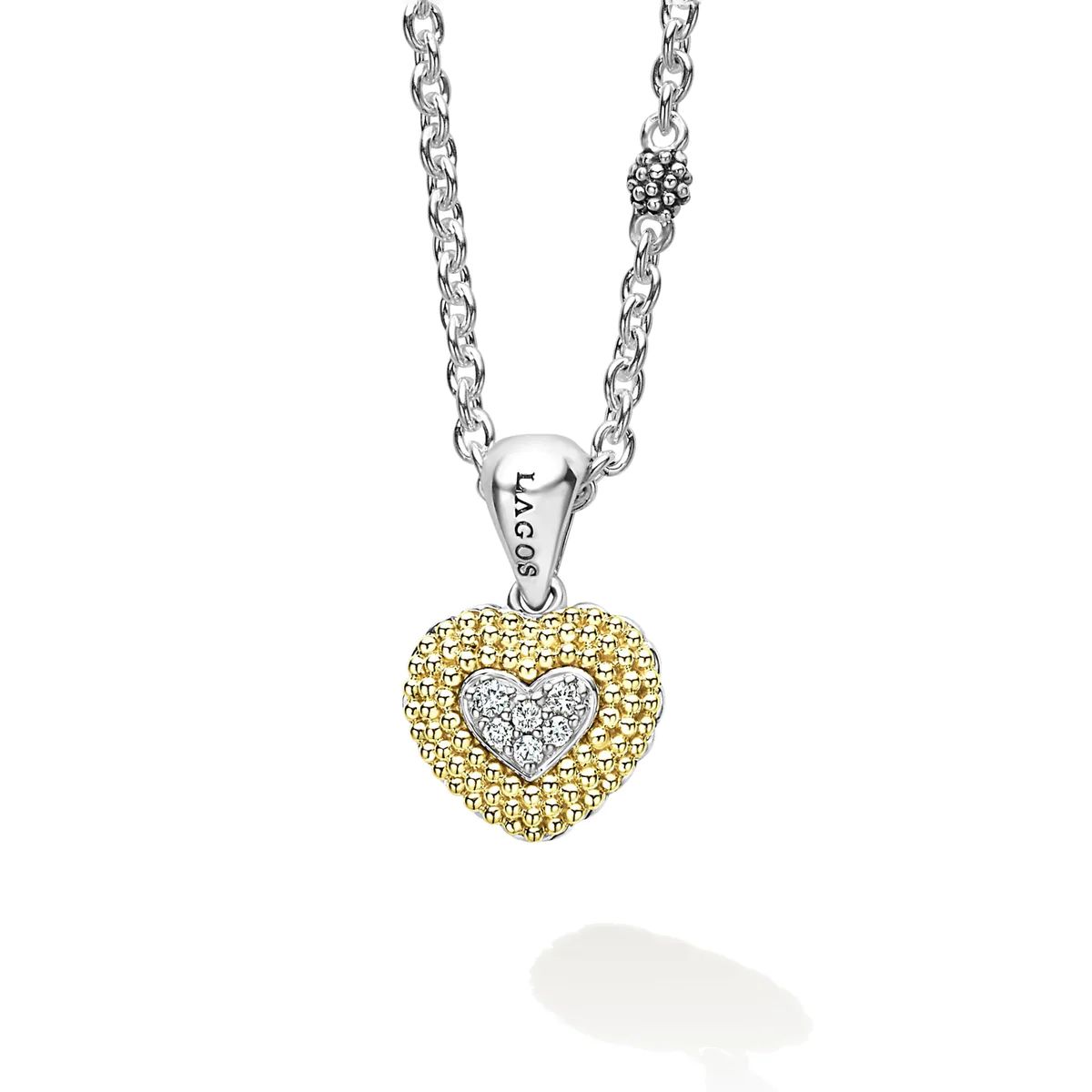Caviar Lux Diamond Heart Necklace | LAGOS