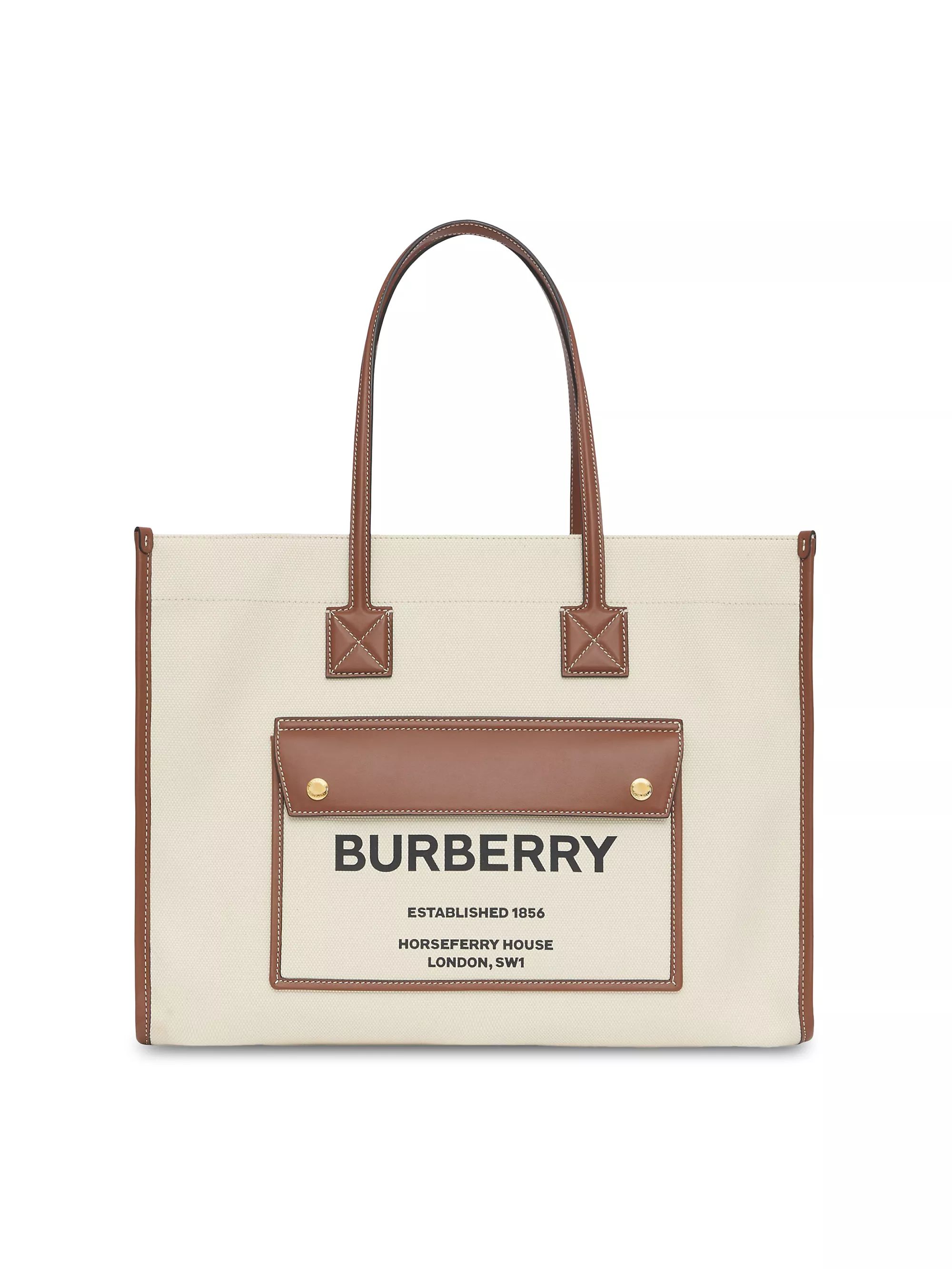 BurberryMedium Horseferry Canvas Tote | Saks Fifth Avenue